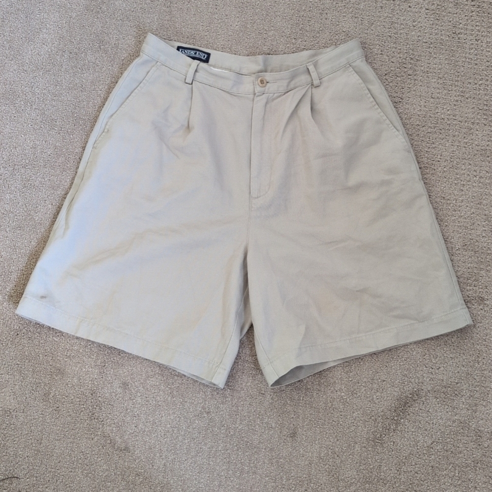 Lands End 100% Cotton High Rise Khaki Shorts - Picture 2 of 9